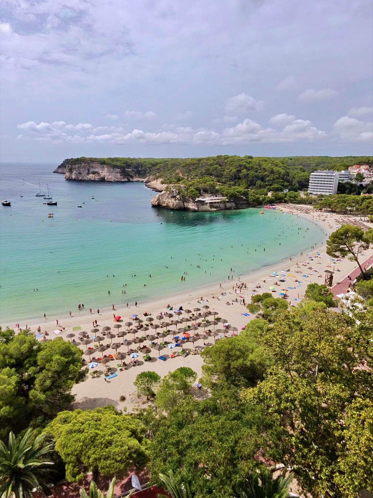 Full panoramic view of Cala Galdana bay from the hilltop